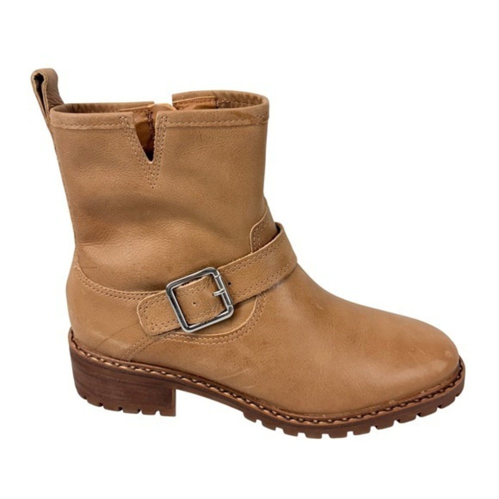 Lucky Brand Kenadie Womens 7.5M Ankle Boots Leather Yurt Brown Stacked Heel